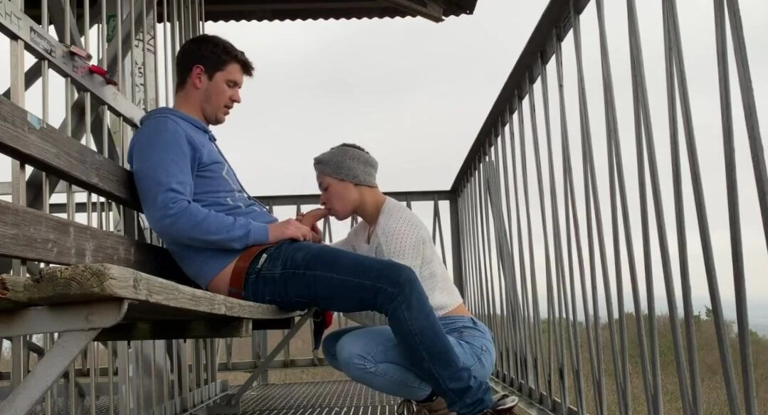 Public Sex Almost Getting Caught Fucking On A Public Observation Tower Over The Forest