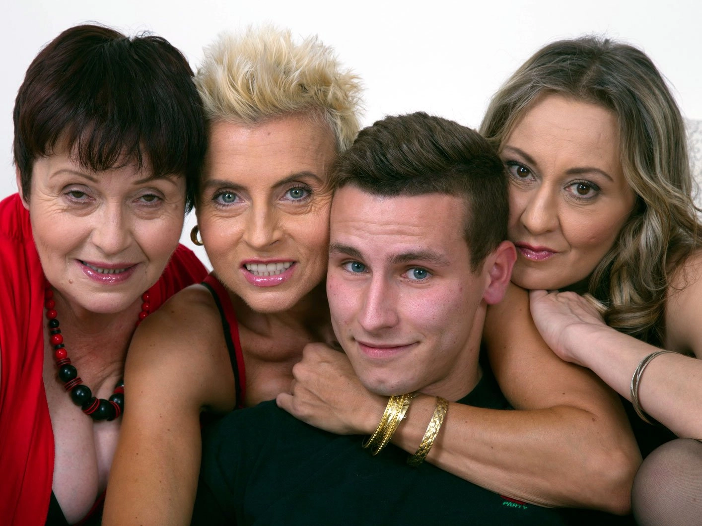 Three lusty matures sharing a hung stud